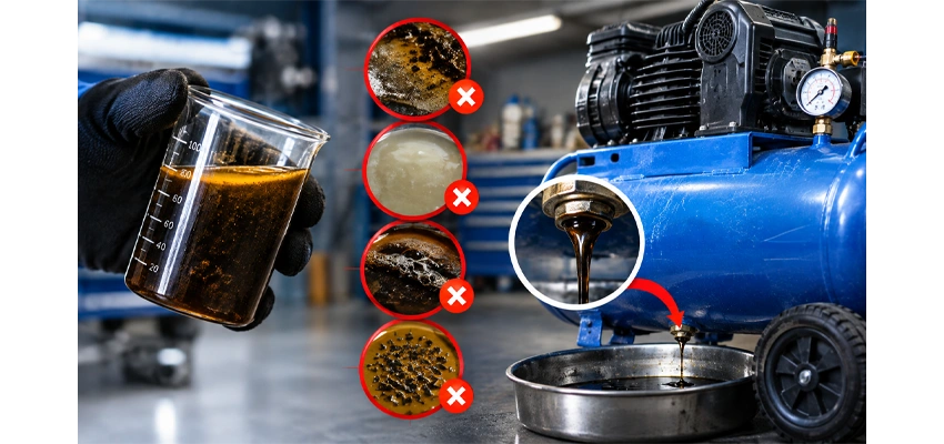 نشانه های روغن خراب یا فرسوده در کمپرسور باد